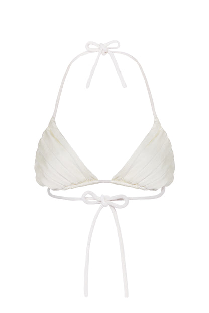 PLEATED HALTER-NECK BIKINI TOP