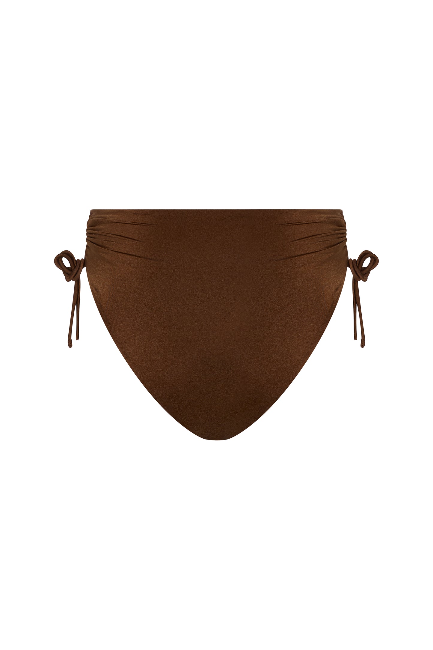 HIGH-WAIST BIKINI BOTTOMS x RUCHED DRAWSTRING SIDES