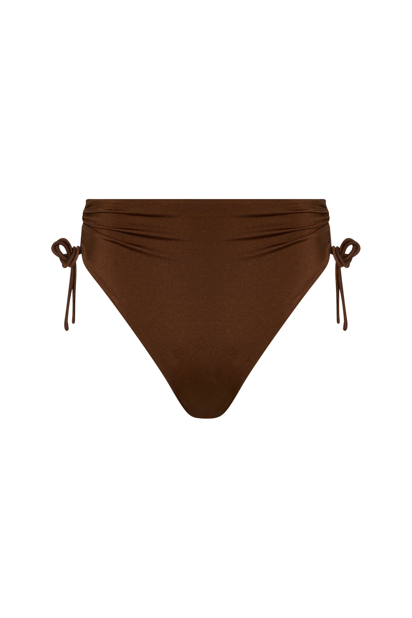 HIGH-WAIST BIKINI BOTTOMS x RUCHED DRAWSTRING SIDES