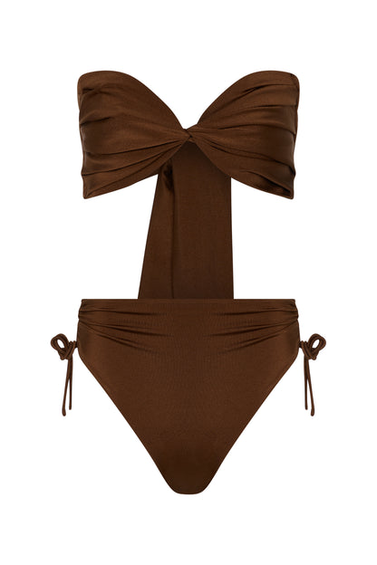 HIGH-WAIST BIKINI BOTTOMS x RUCHED DRAWSTRING SIDES