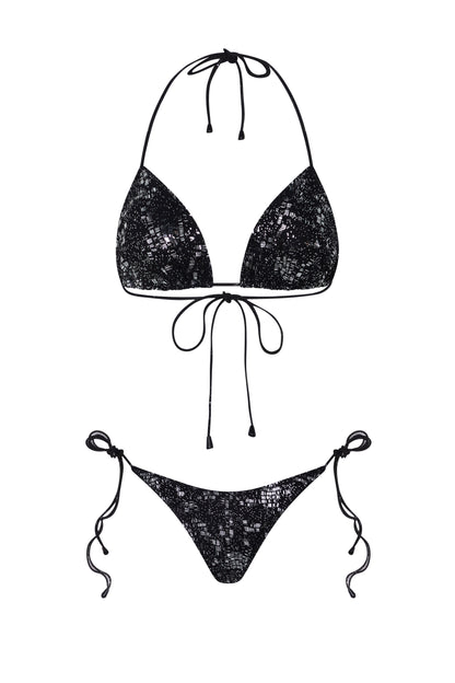 SNAKE FOIL TRIANGLE BIKINI BOTTOMS